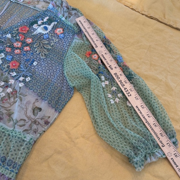 Johnny Was Biya XXL embroidered mesh top blouse with Cream Tank NWT green blue - Picture 11 of 13